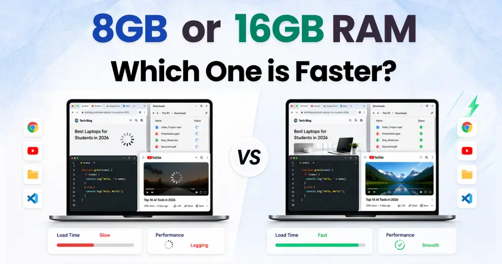 8GB vs 16GB RAM Laptop in 2026: Real Test, Speed Difference & Best Choice